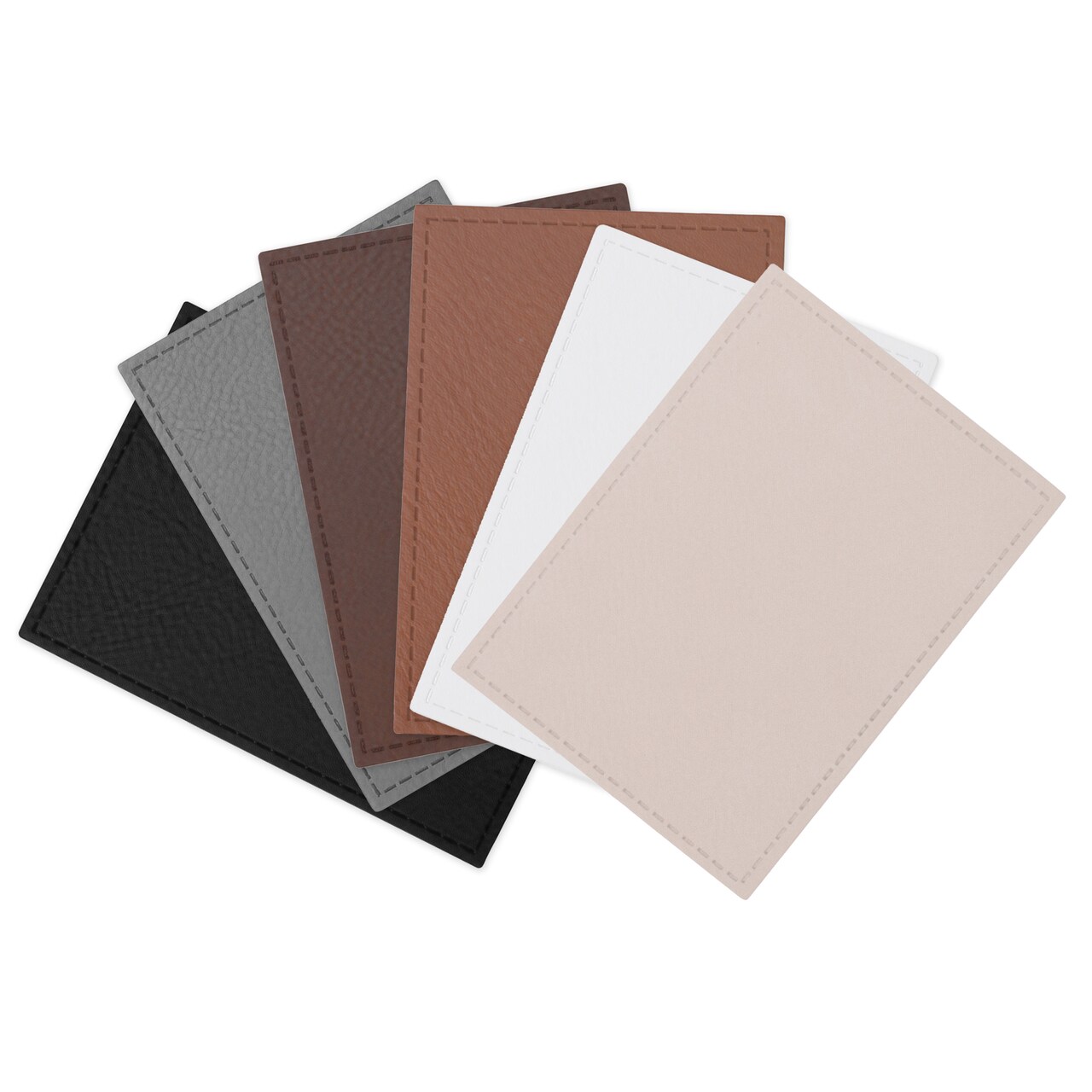 Engravable Leather Patch Blanks for Hats, Jackets & Bags – Laserable Faux Leather Patches with Adhesive & Stitch – Leatherette Apparel Patches (Rectangle, 5 Pack)